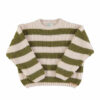 Piupiuchick Baby Strick Pullover, ecru-oliv gestreift